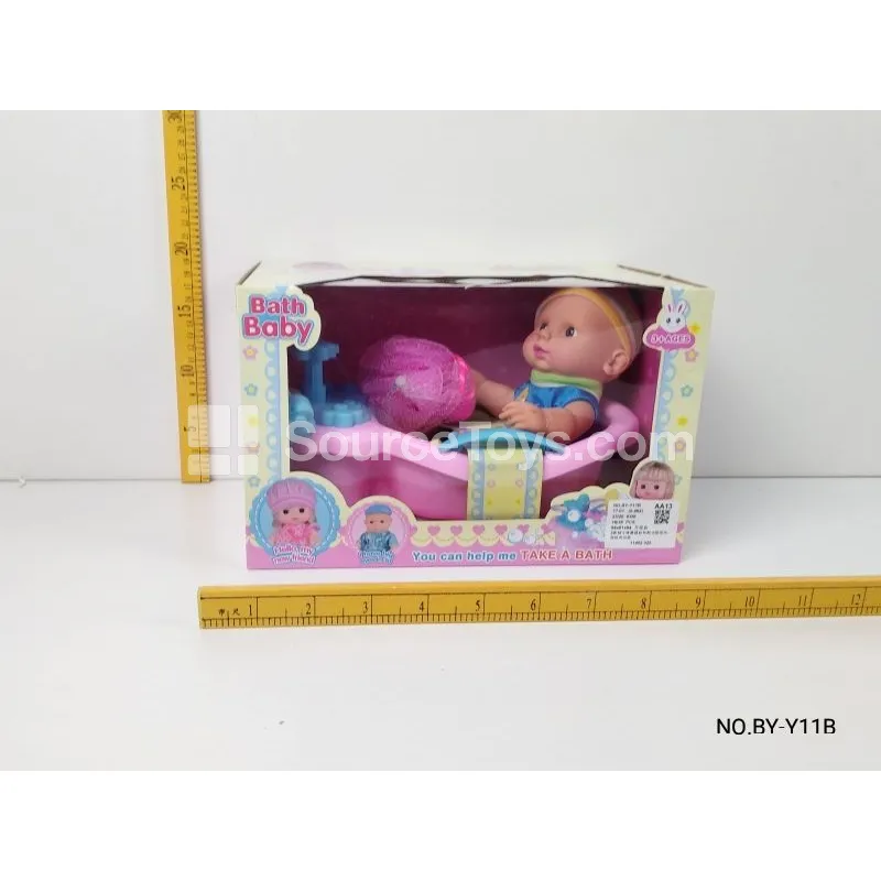 3 Styles 10-inch Vinyl Doll with Functional Bathtub