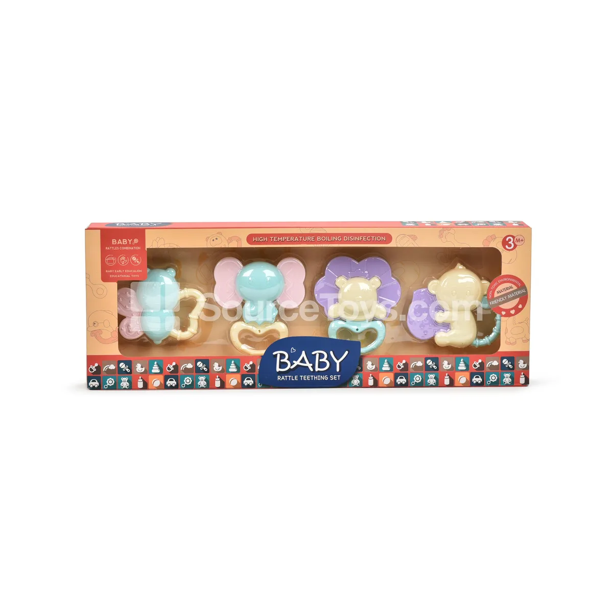 Newborn Rattle Teether Toy - Cartoon Animal Shape