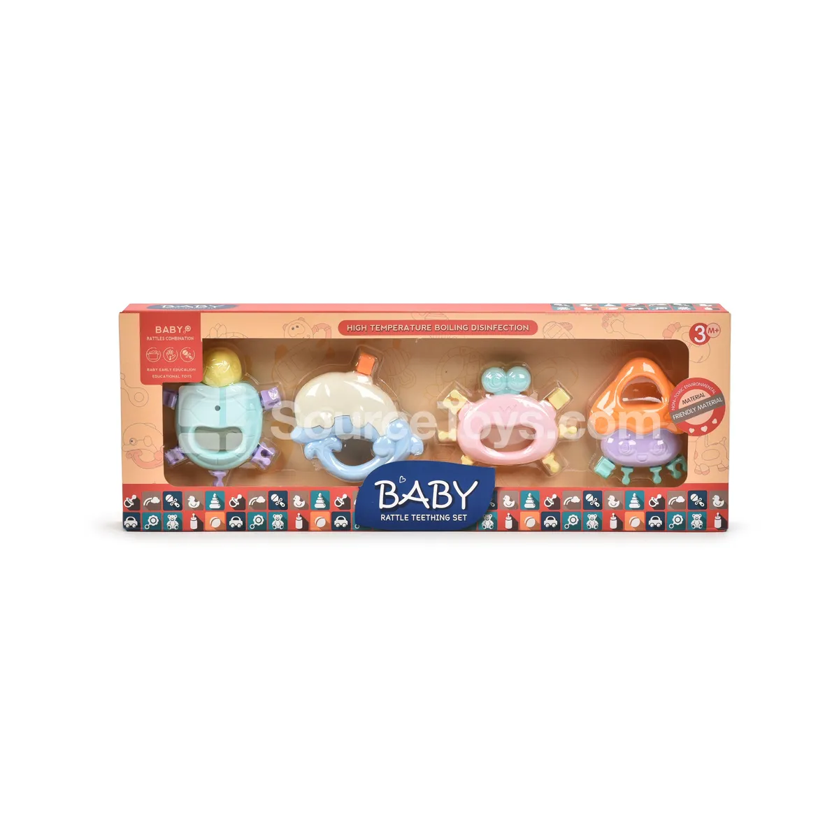 Newborn Baby Rattle Teether Set – Ocean Animal Design, Boilable & Chewable
