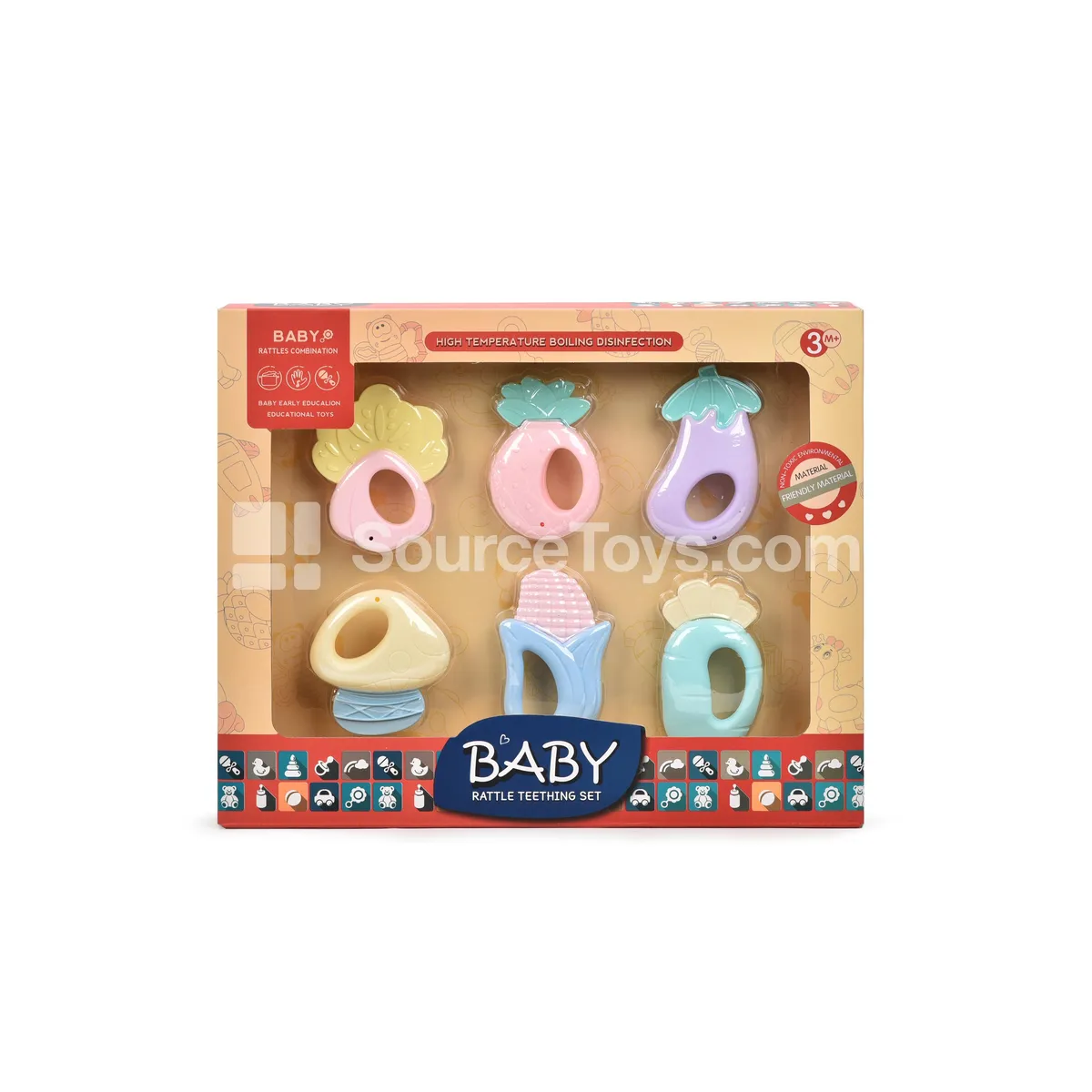 Rattle Teether Set - Fruit & Veggie Shapes