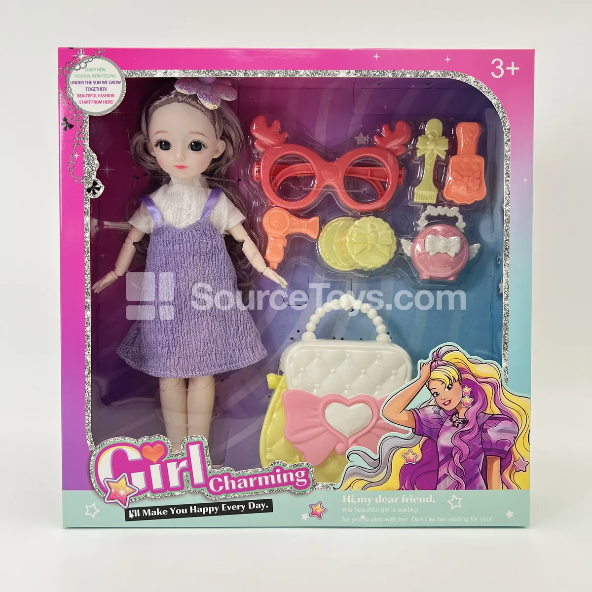 12-inch 22-Jointed Fashion Doll with Handbag and Accessories - Pretend-Play Toy for Girls