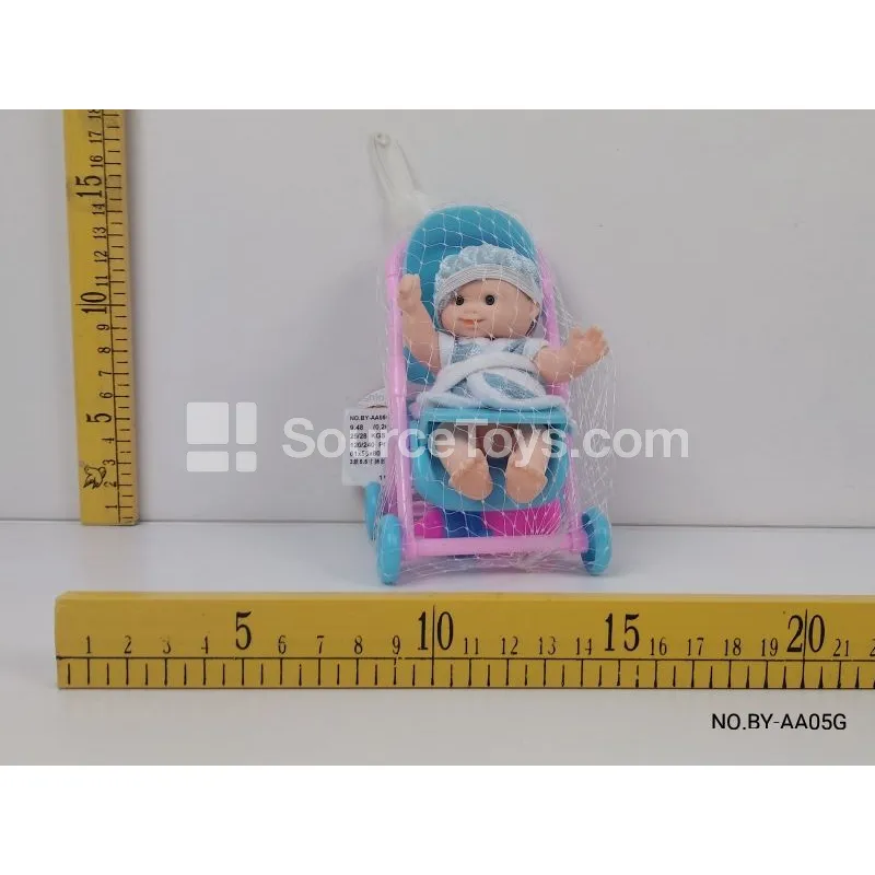 3 Styles 5.5" Vinyl Expression Doll with Stroller & Bottle 3 Styles 5.5