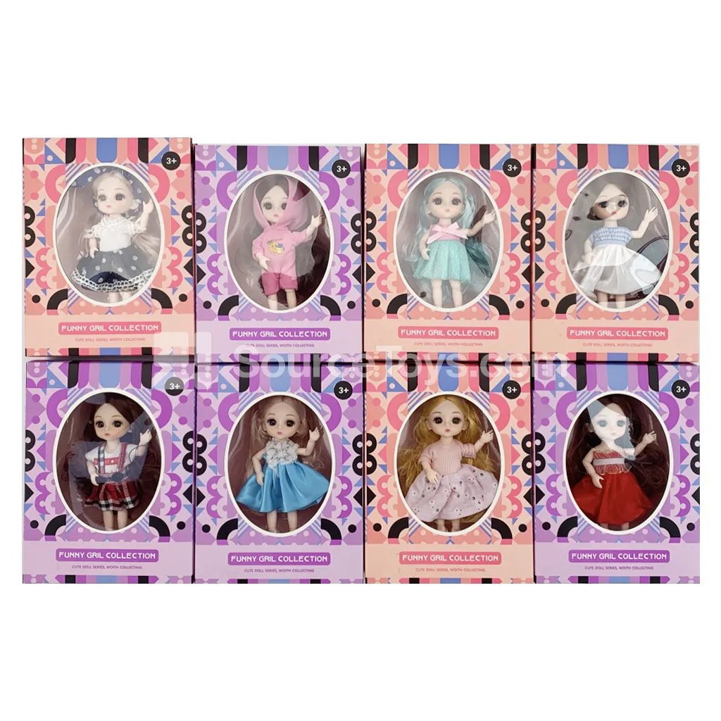6-Inch Fashion Doll Set 8 Assorted Styles 13 Jointed Pretend-Play Doll