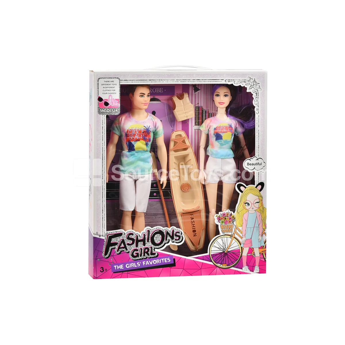 11.5-inch 11-Jointed Couple Doll Kayak Set