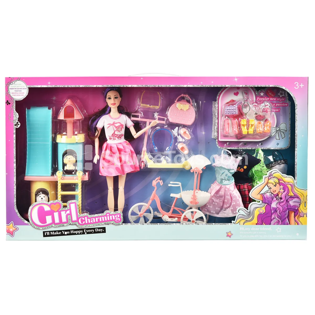 11.5-Inch 11-Jointed Fashion Doll with 4 Outfits & Accessories