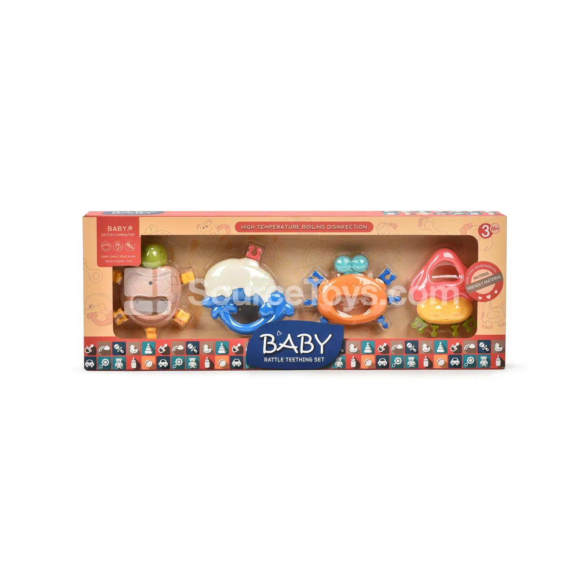 Baby Rattle Teether Toy Set with Ocean Animal Designs Baby Rattle Teether Toy Set with Ocean Animal Designs