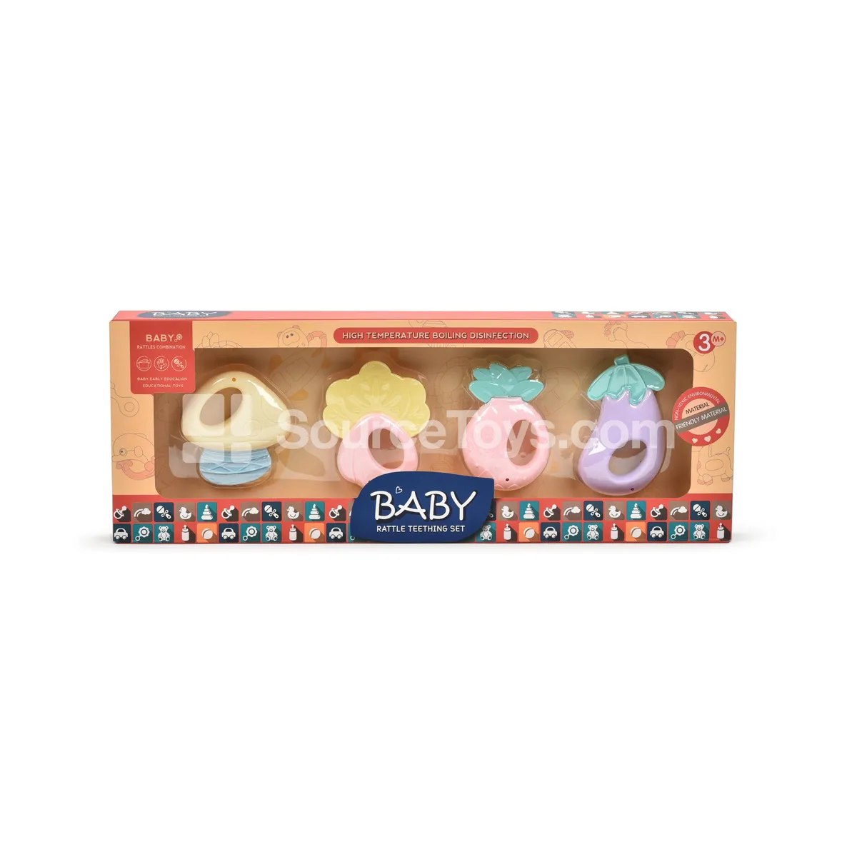 Baby Rattle Teether Set - Fruit & Veggie Shapes Baby Rattle Teether Set - Fruit & Veggie Shapes