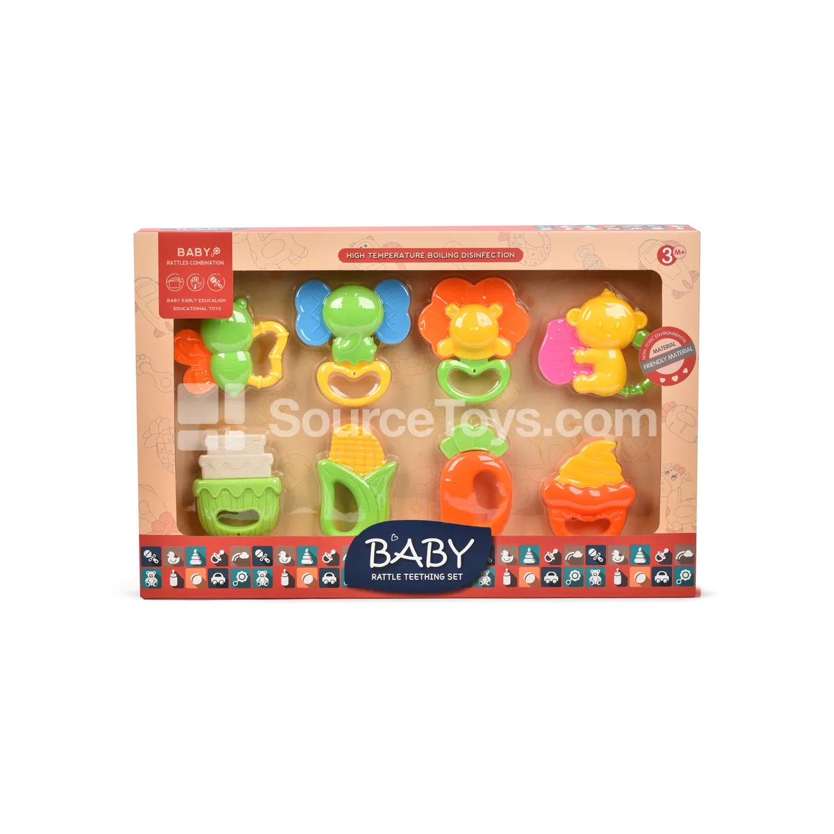 Newborn Rattle Set - Cartoon Vegetable & Animal Teether Newborn Rattle Set - Cartoon Vegetable & Animal Teether