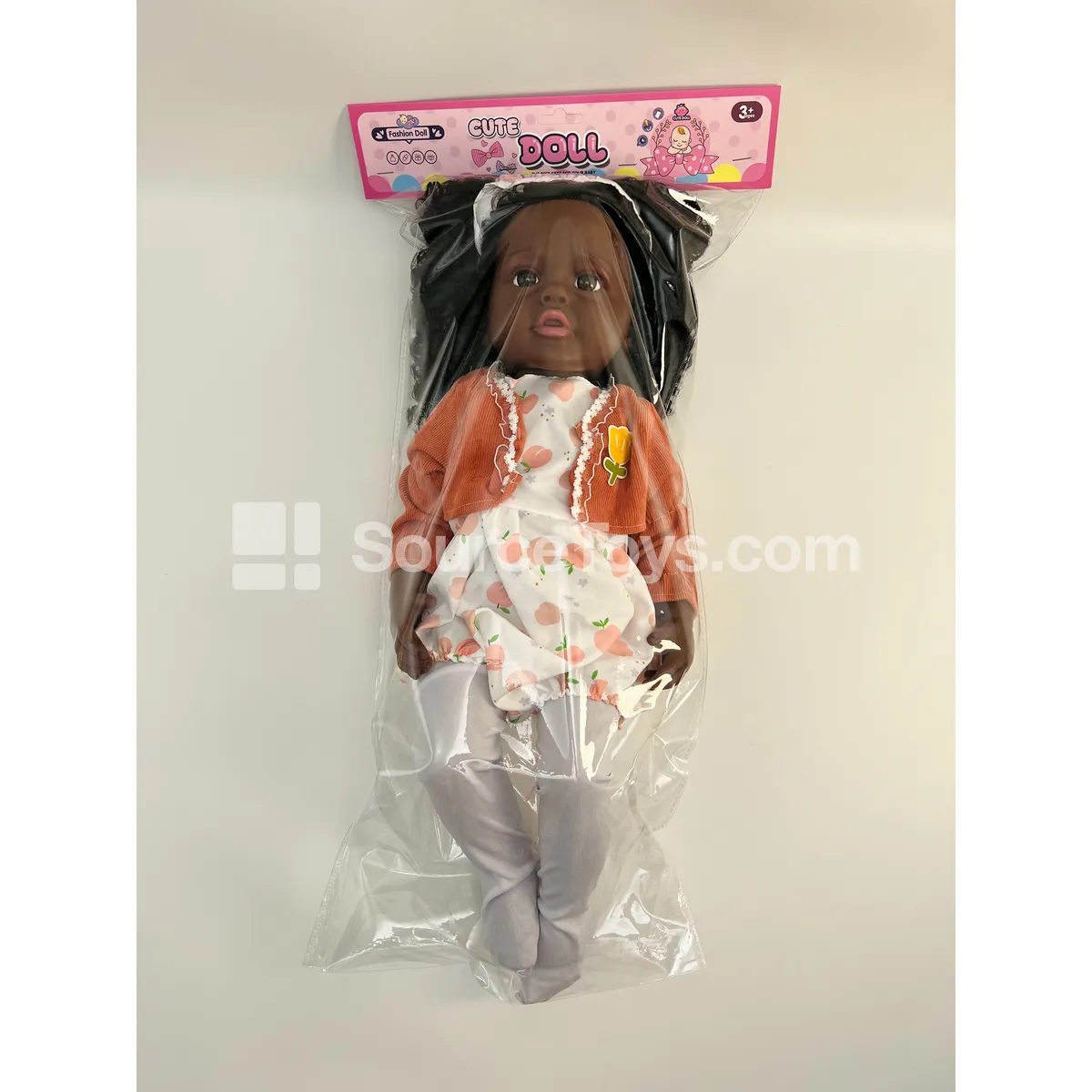 55-60cm 22-inch Realistic Black Vinyl Baby Doll in Bag