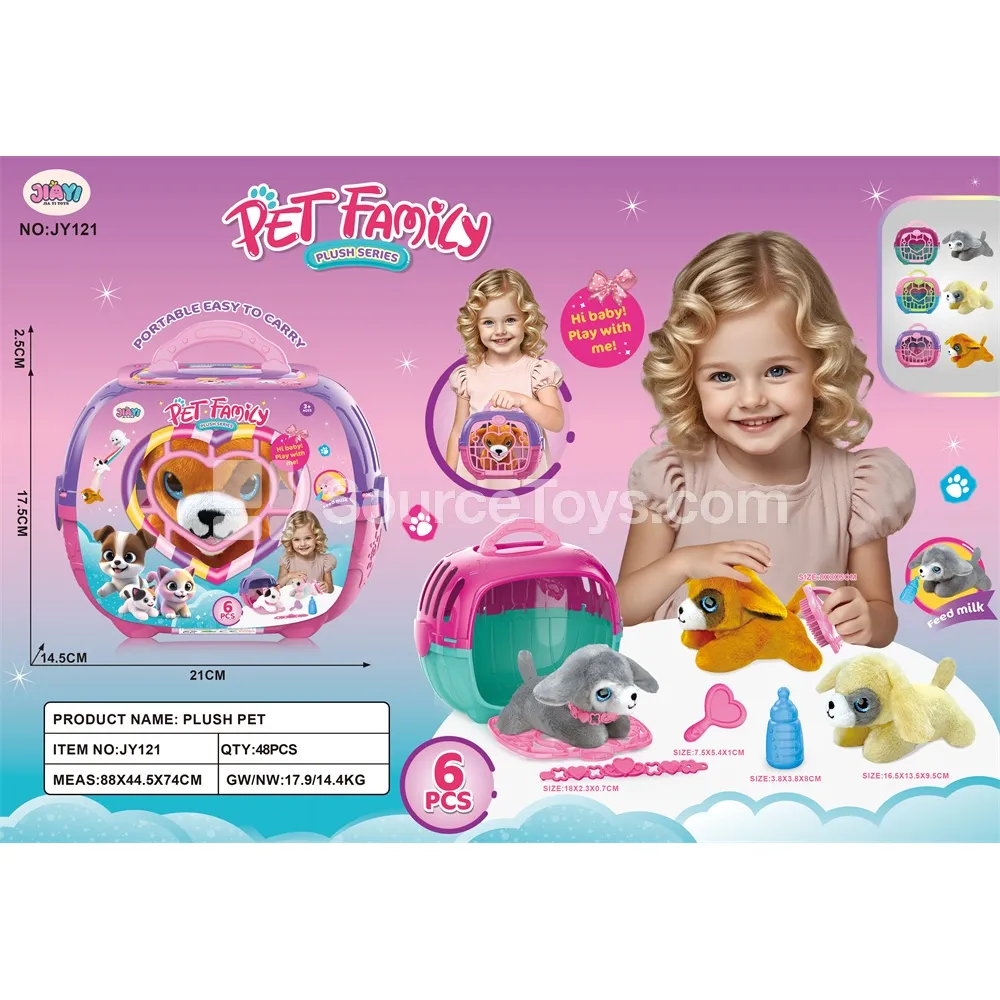 Plush Dog Pretend-Play Pet Cage