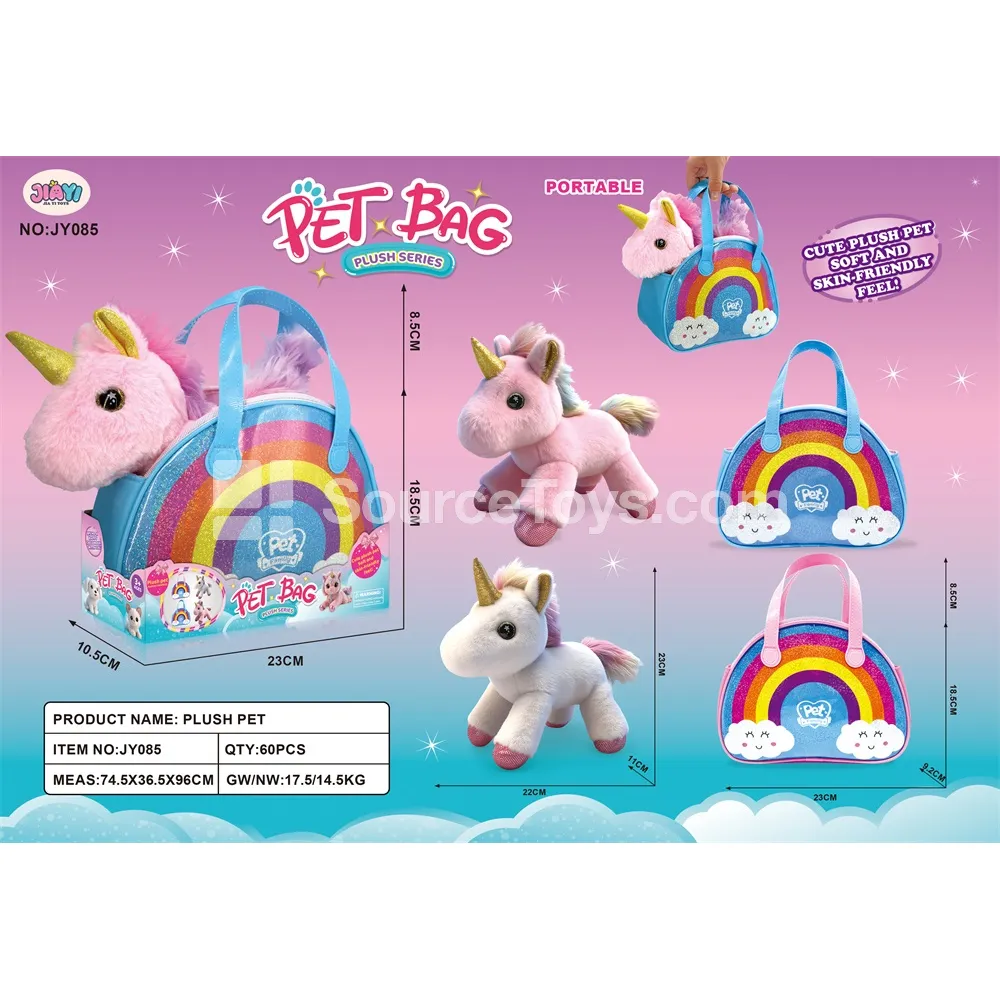 Plush Unicorn Rainbow Leather Bag