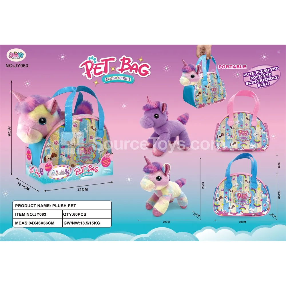 Plush Unicorn Pet Leather Carrier Bag