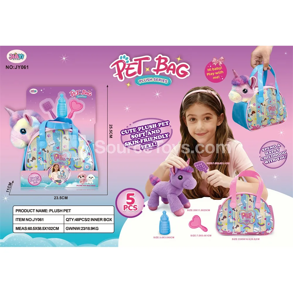 Plush Unicorn Pet Leather Bag Plush Unicorn Pet Leather Bag