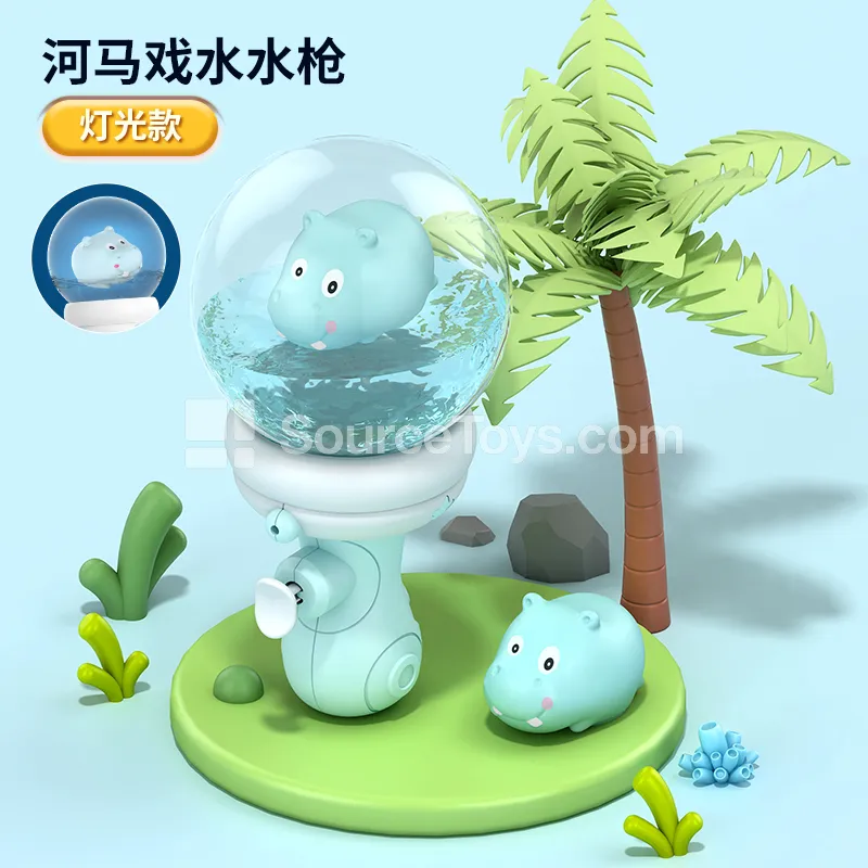 Transparent Cartoon Pet Water Spray Floating Bottle Water Gun / Blue Hippo (Light Sensor, Glows in Water) Window Box Transparent Cartoon Pet Water Spray Floating Bottle Water Gun / Blue Hippo (Light Sensor, Glows in Water) Window Box