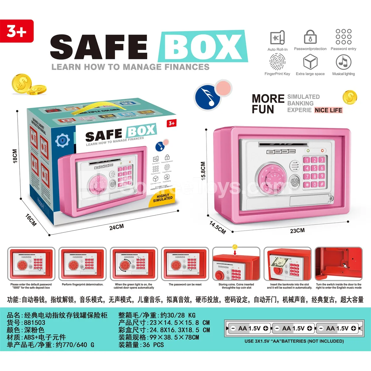Electric Fingerprint Piggy Bank Safe