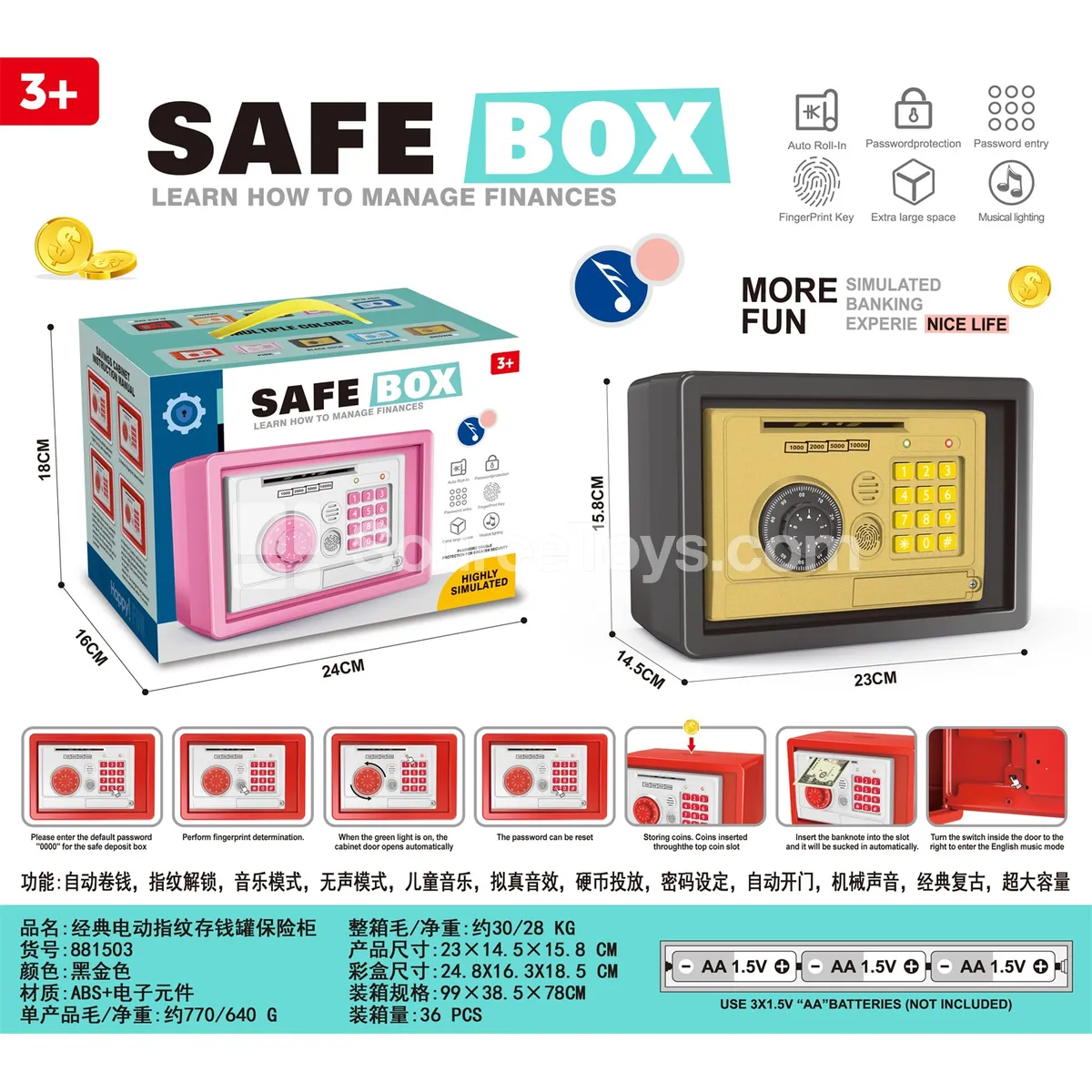 Electric Fingerprint Piggy Bank Safe