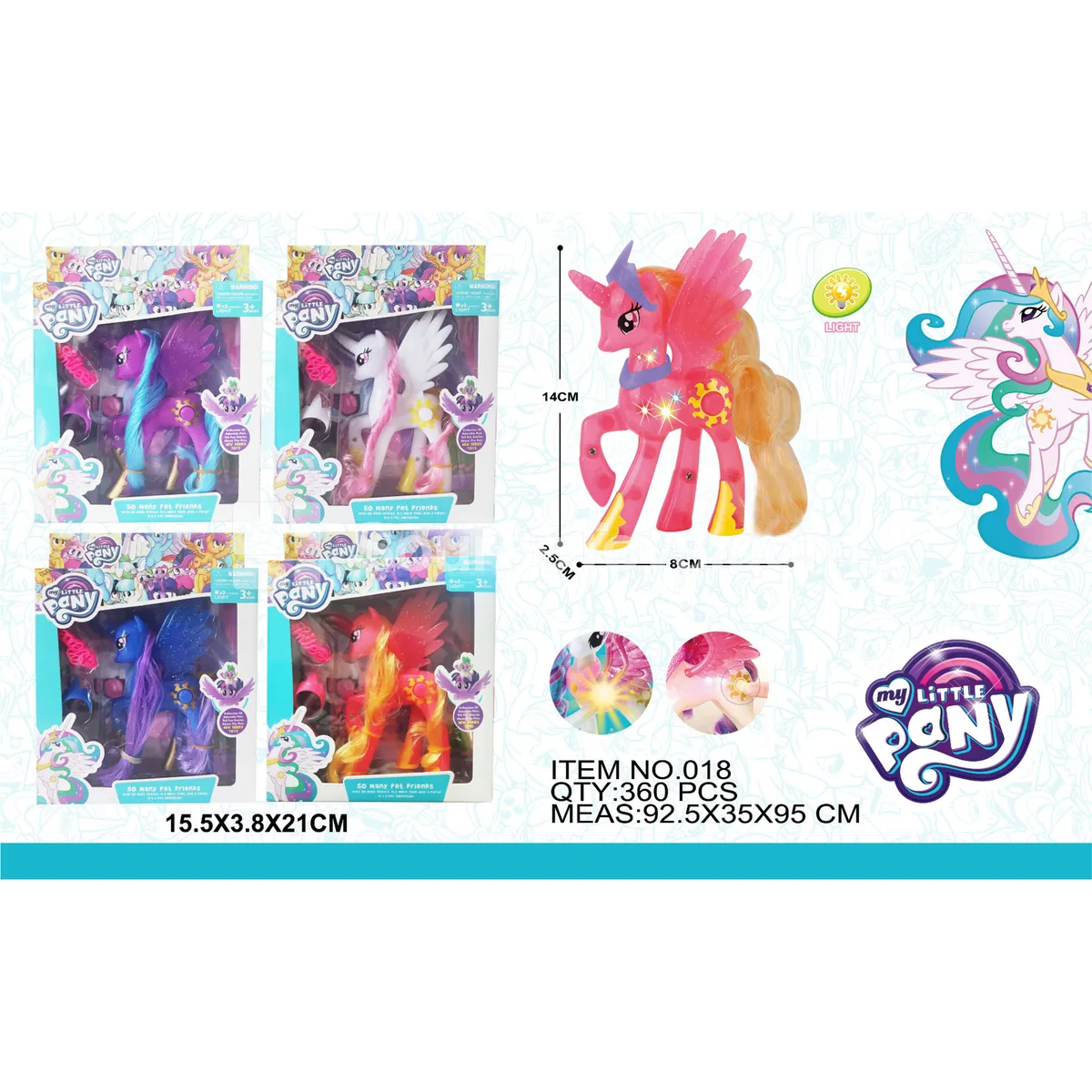 Solid Color Glitter My Little Pony with Hair Clip Set Solid Color Glitter My Little Pony with Hair Clip Set