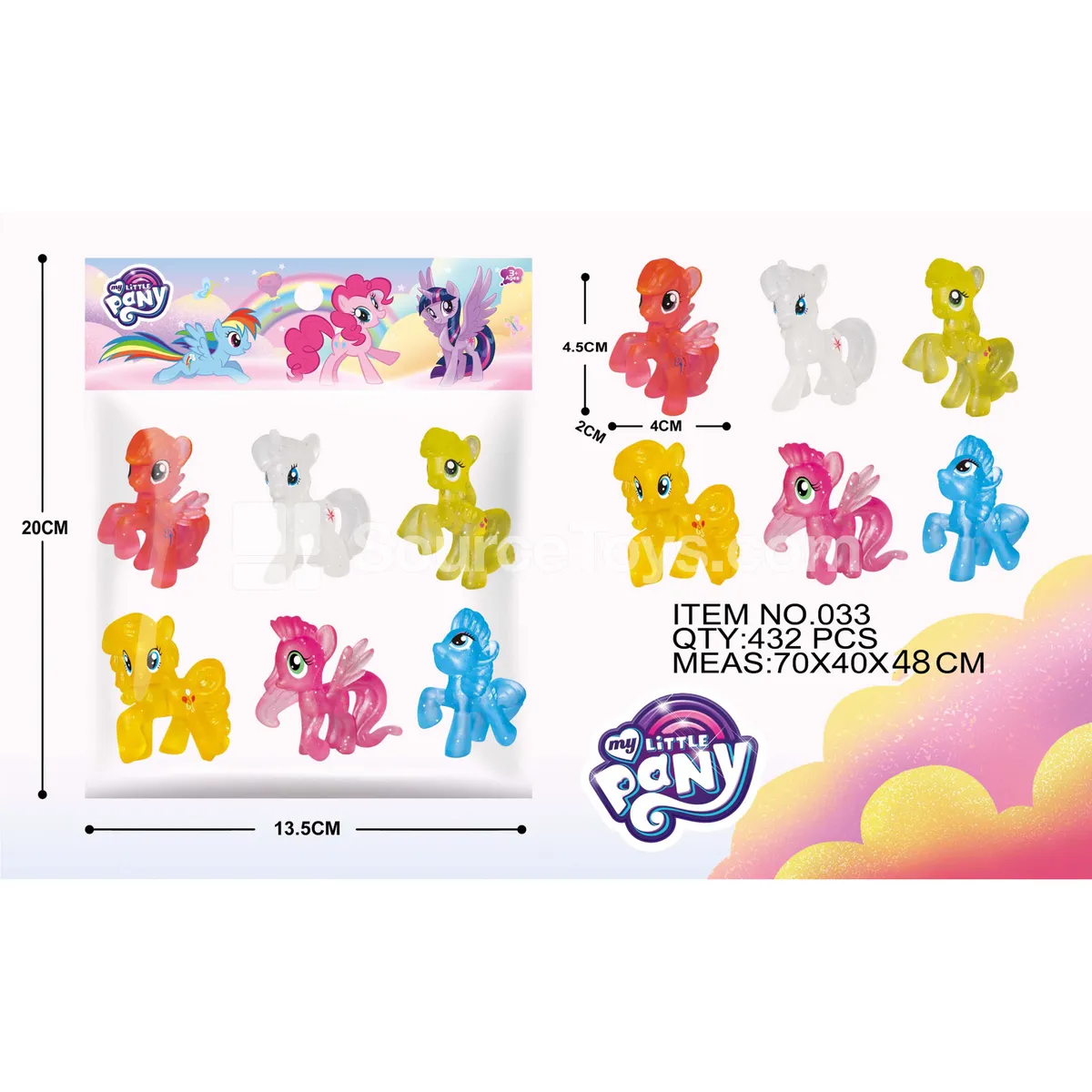 6 PCS Solid Plastic Pony Figures