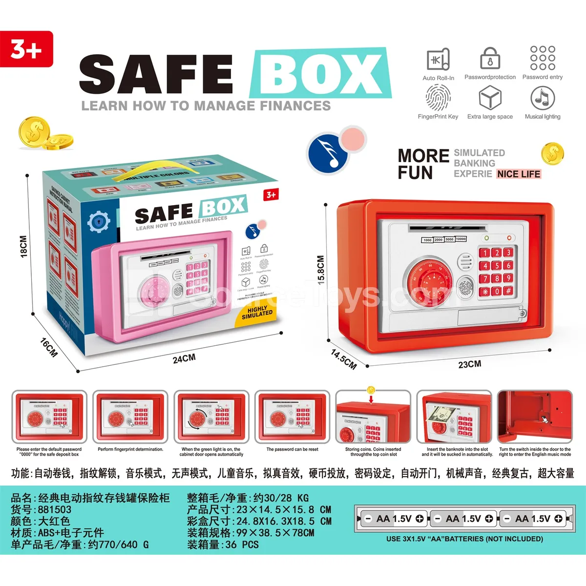Electric Fingerprint Piggy Bank Safe