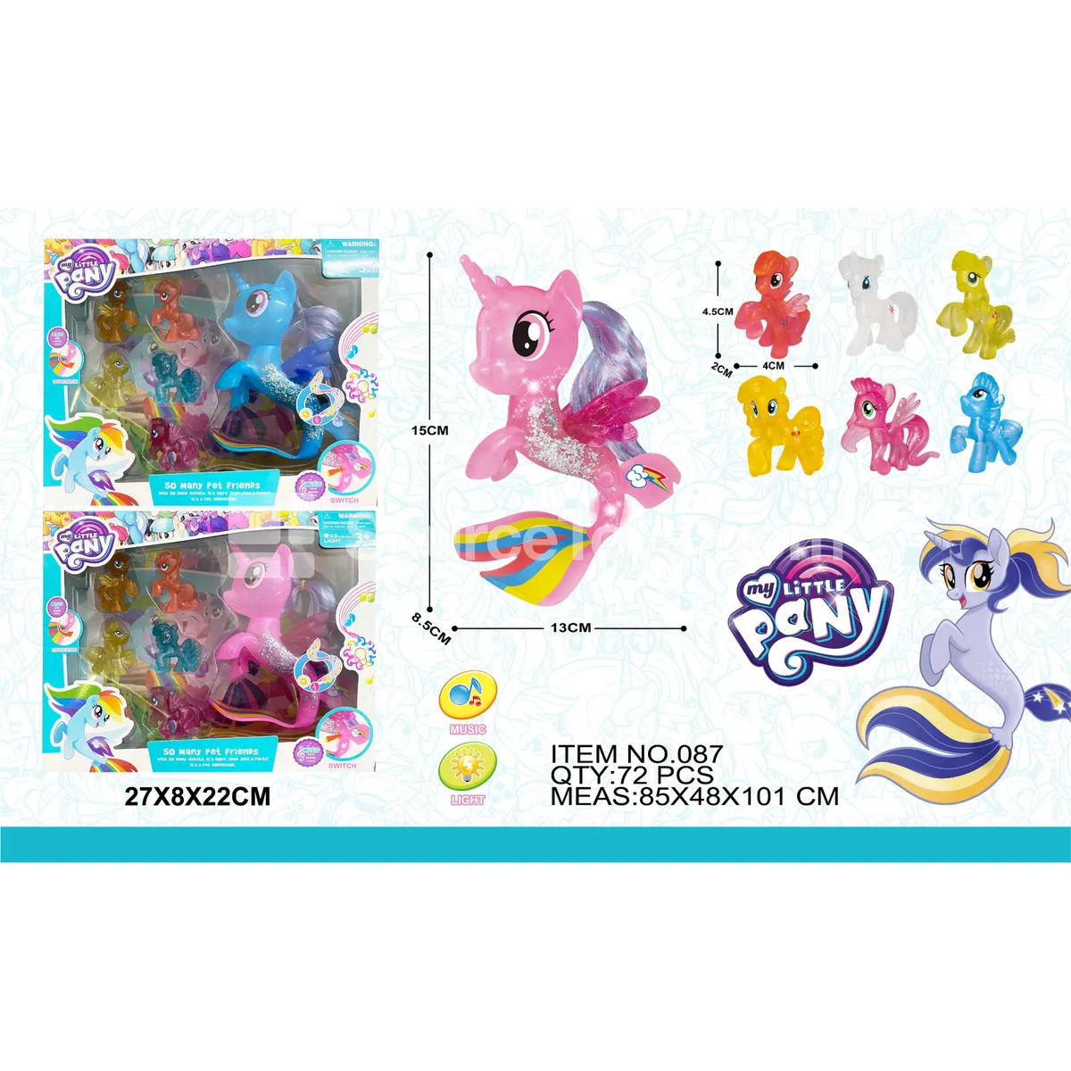 Light & Sound My Little Pony Mermaid with 6 Ponies Set