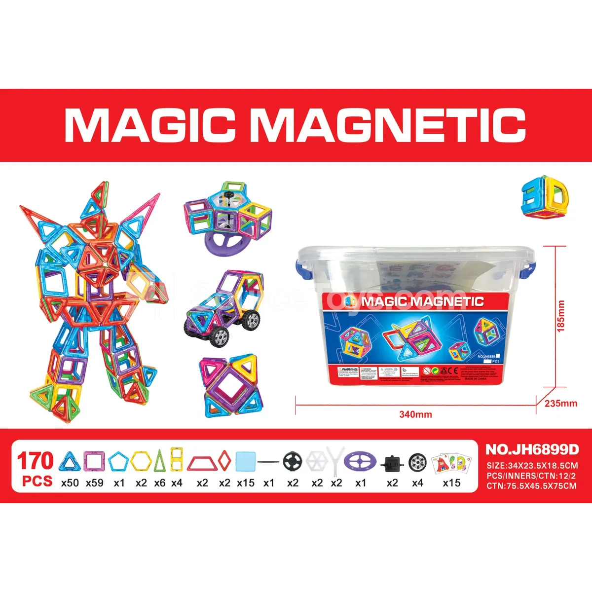 170pcs Magnetic Building Blocks Barrel Pack 170pcs Magnetic Building Blocks Barrel Pack