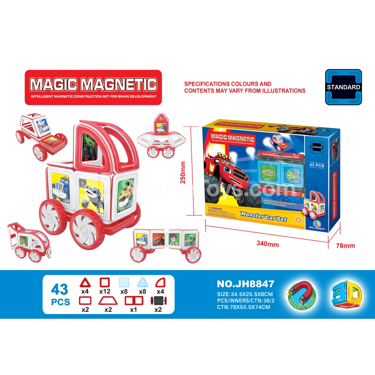Magnetic Building Tiles 43pcs