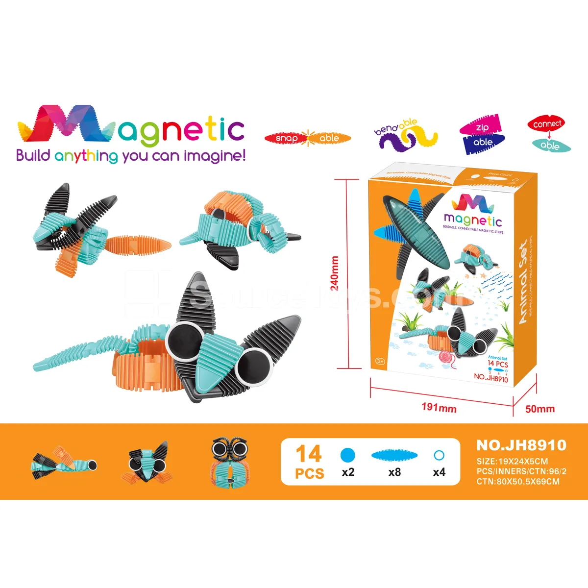 Flexible Magnetic Building Blocks 14pcs