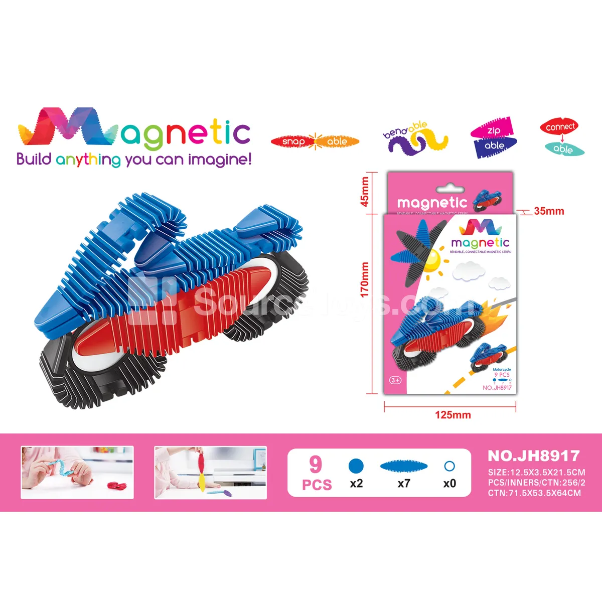 Soft Vinyl Magnetic Building Blocks 9pcs