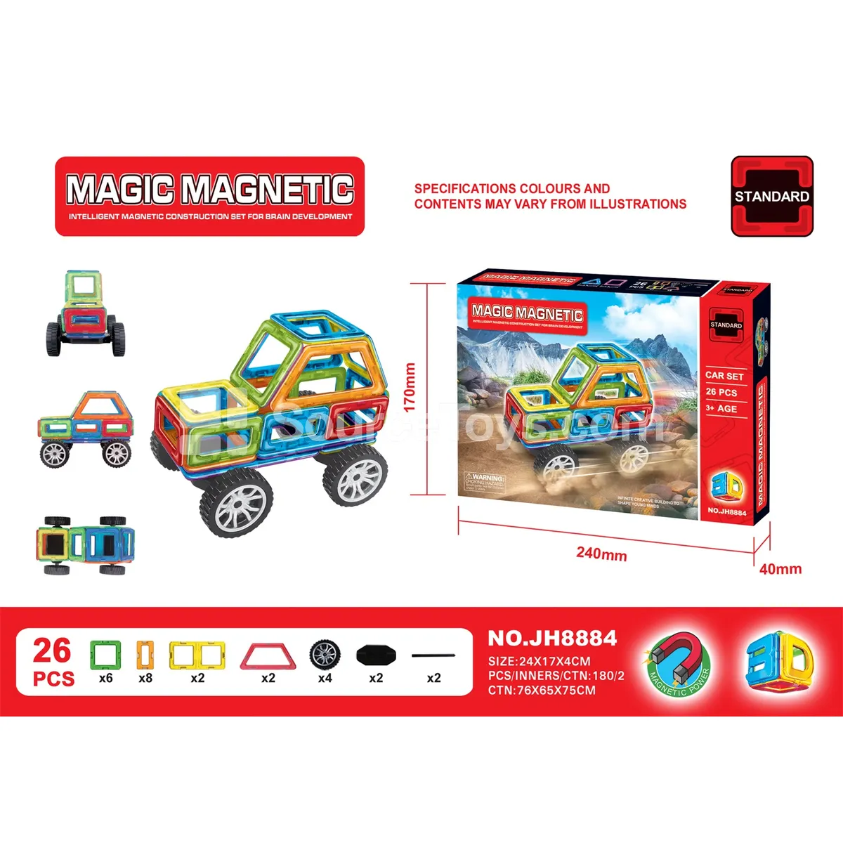 Magnetic Building Blocks Set (26 PCS)
