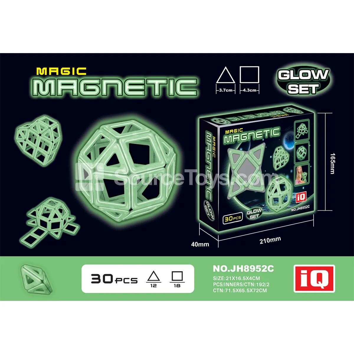 Glow-in-the-Dark Magnetic Building Tiles (30pcs)