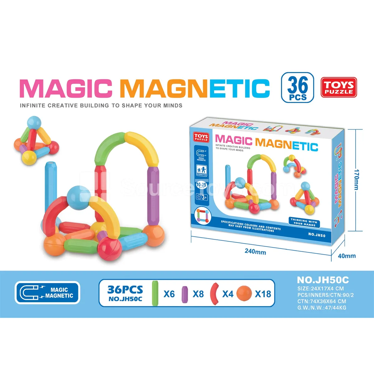 Magnetic Rods 36pcs