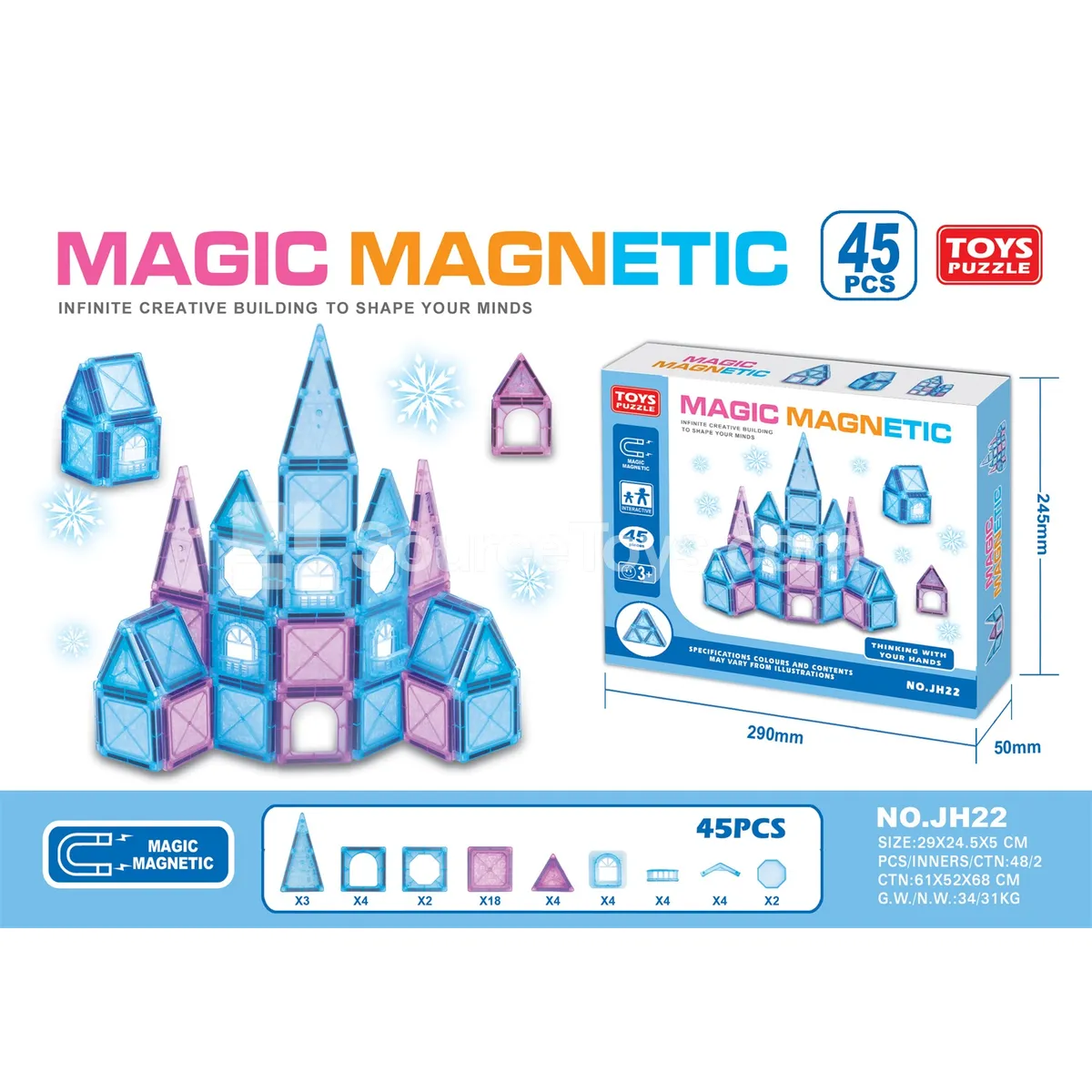 Magnetic Building Blocks Set (45pcs)