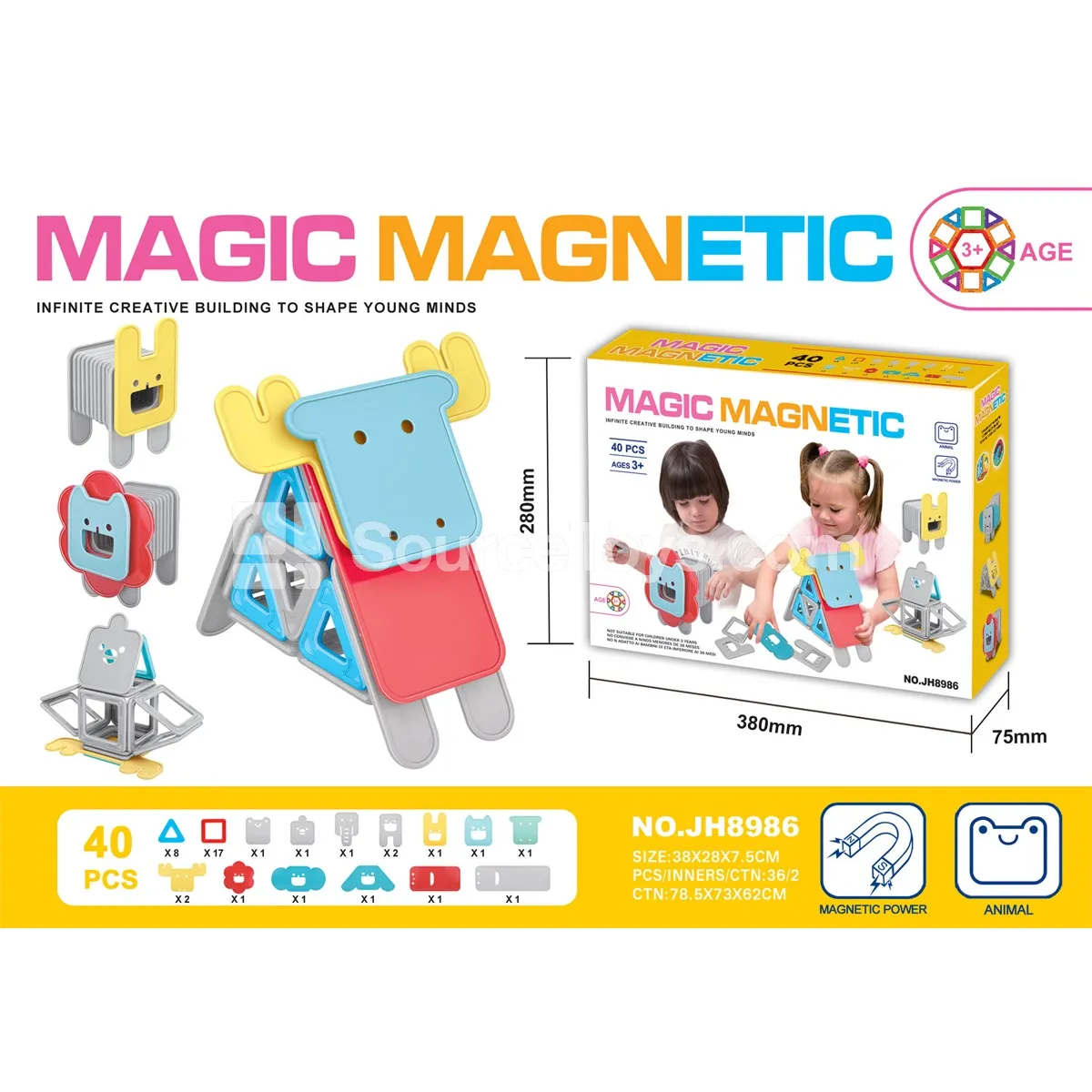 Animal Assembly Set - Magnetic Building Blocks (40 PCS)