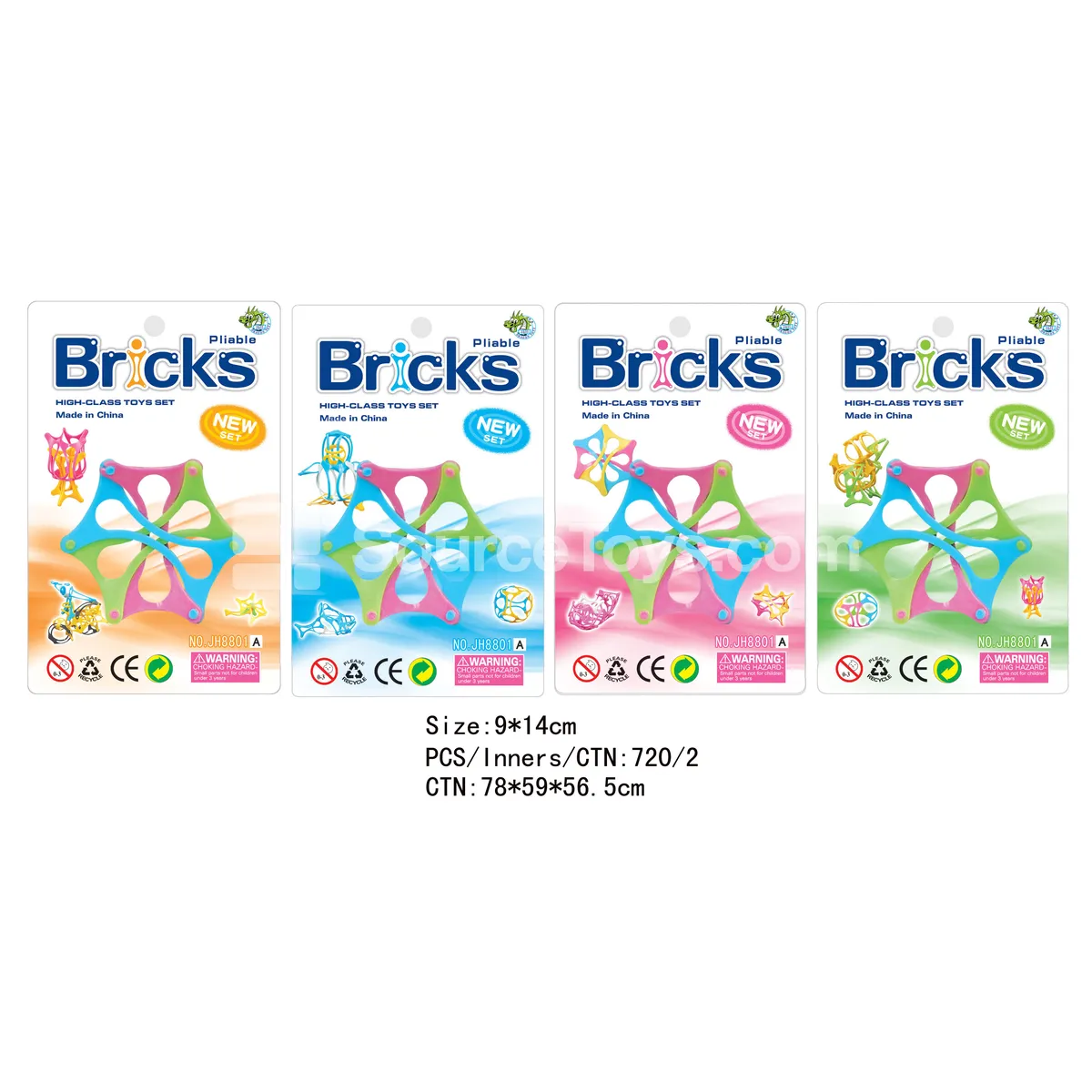 Building Blocks (4 Colors Assorted) 3 PCS Building Blocks (4 Colors Assorted) 3 PCS