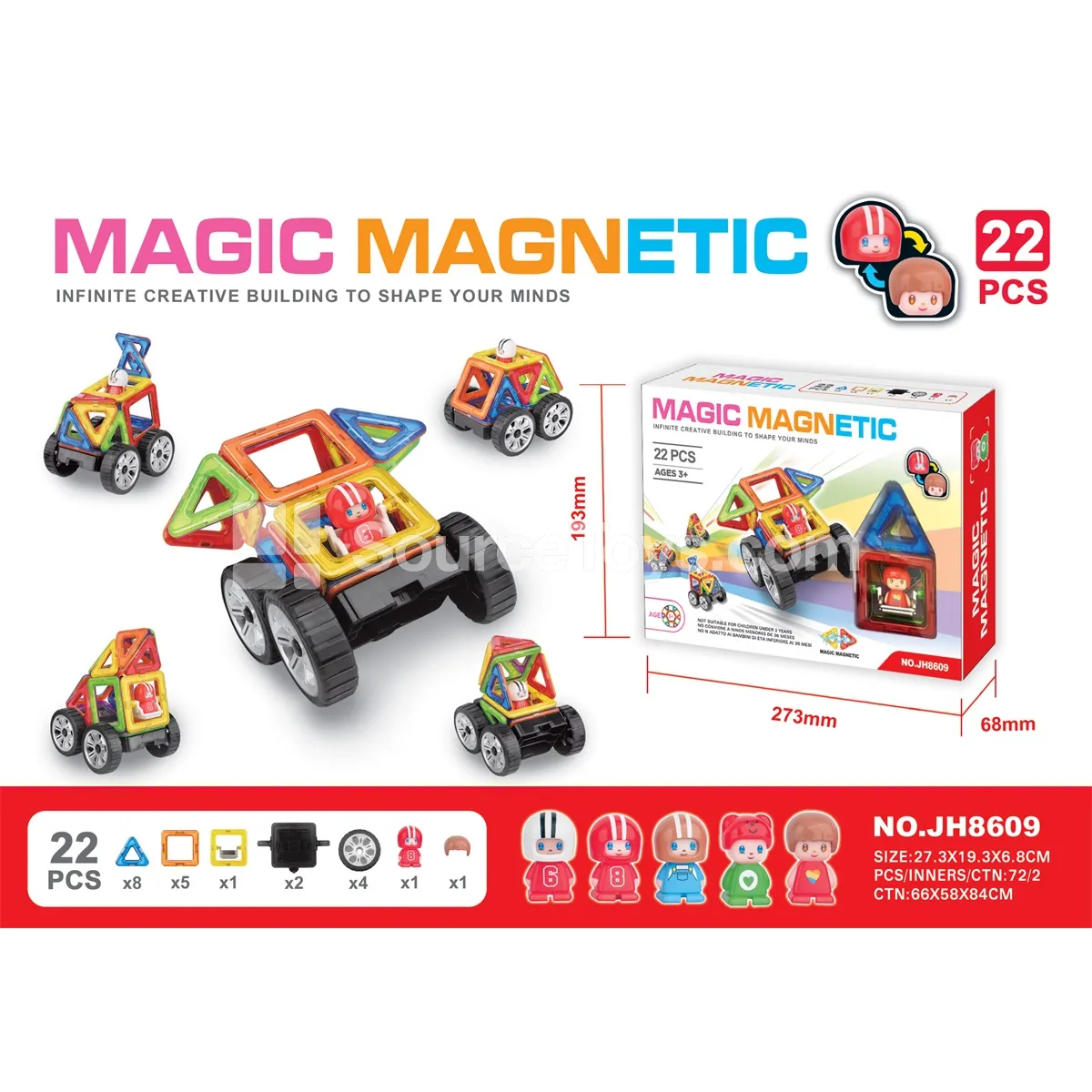 Magnetic Building Blocks Car Assembly Set (22pcs)