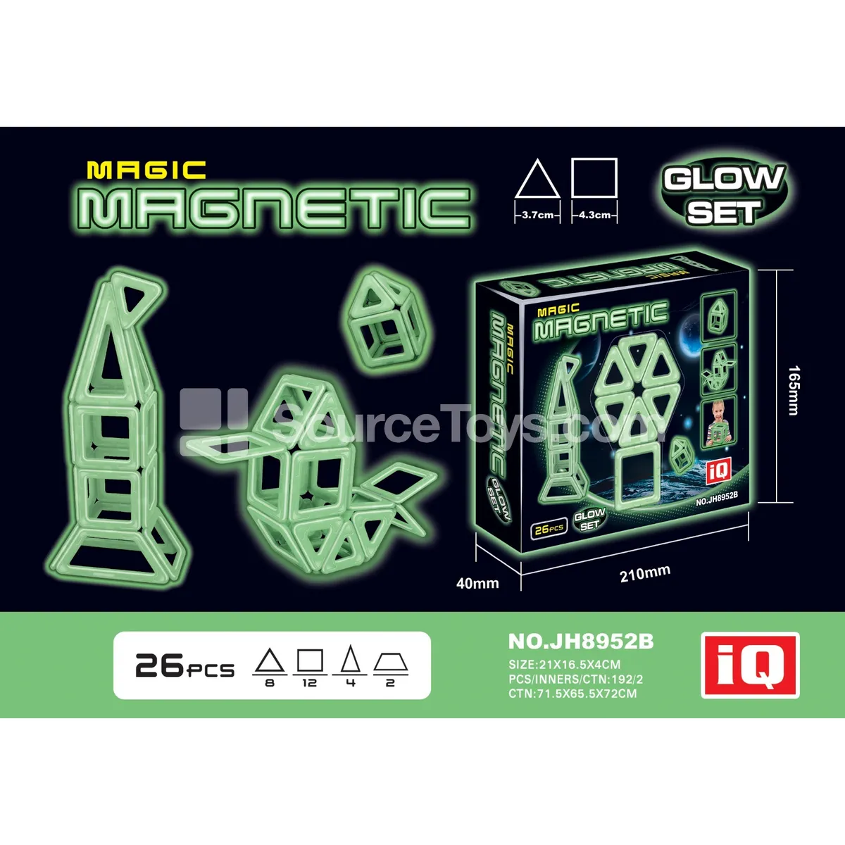 Glow-in-the-Dark Magnetic Tiles (26pcs)