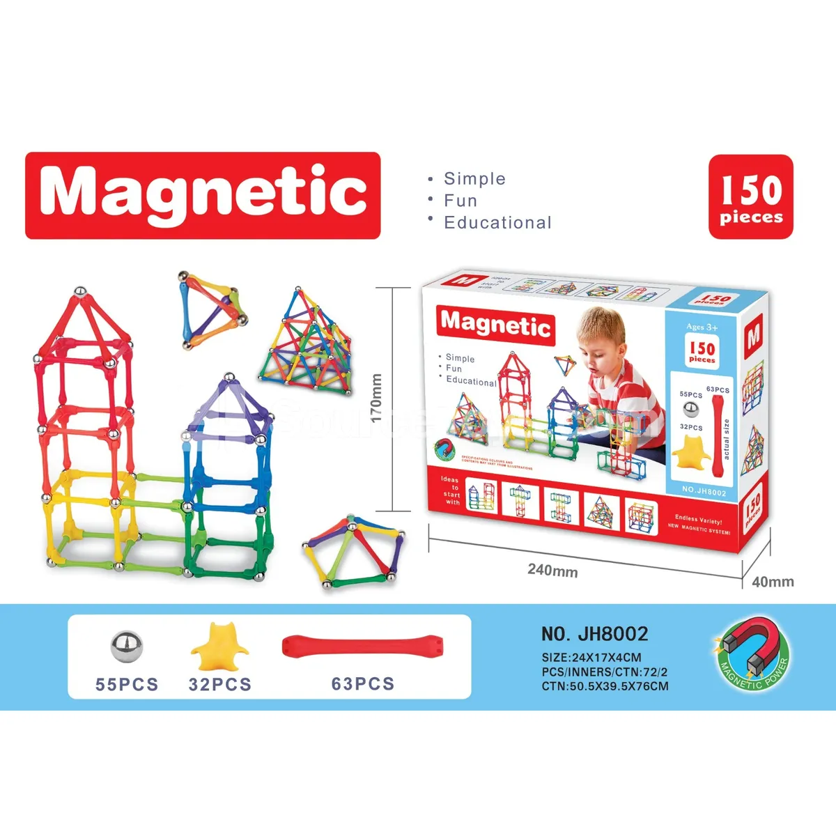 Magnetic Building Blocks (150pcs) Magnetic Building Blocks (150pcs)