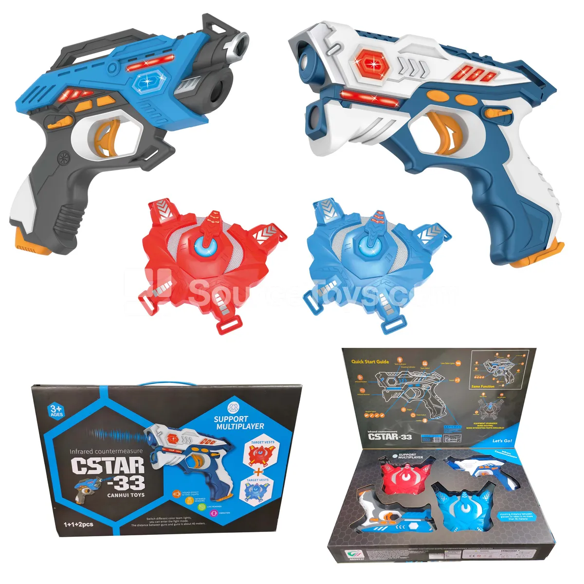 Infrared Battle Gun Set 2 Guns + 2 Vests (8813 Blue + 8823 White) Infrared Battle Gun Set 2 Guns + 2 Vests (8813 Blue + 8823 White)