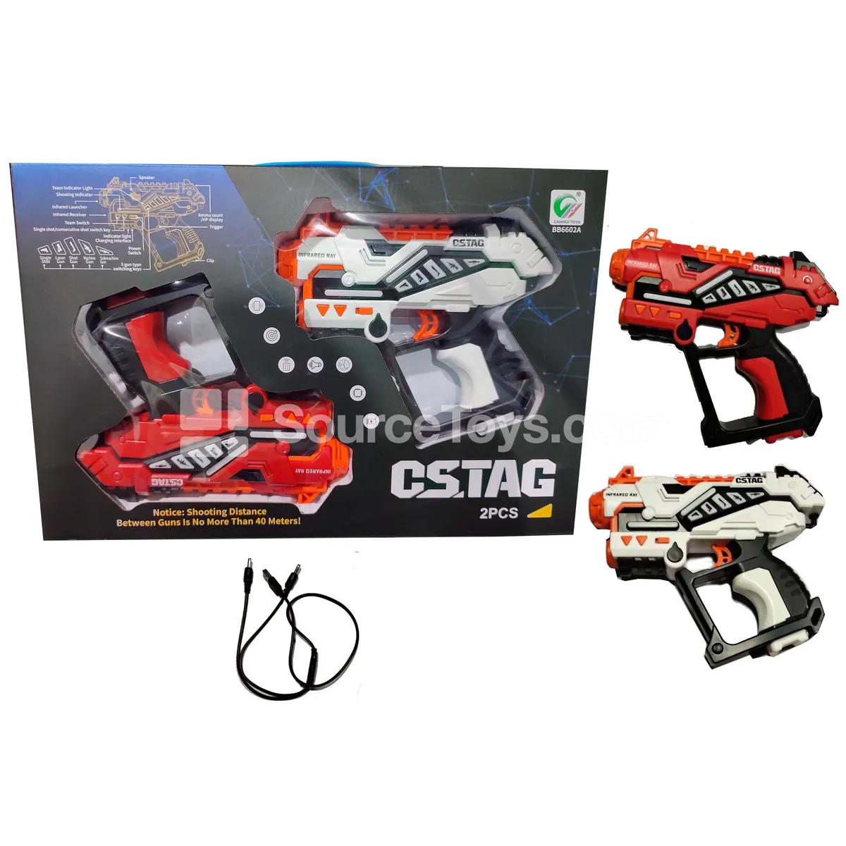 Infrared Battle Gun Set (2 pcs, Built-in Lithium Battery) with 1-to-2 USB Charging Cable Infrared Battle Gun Set (2 pcs, Built-in Lithium Battery) with 1-to-2 USB Charging Cable