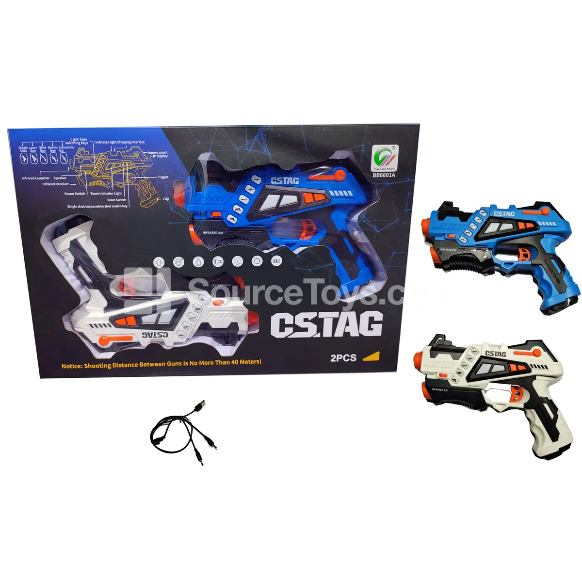 Infrared Battle Gun Set (2 pcs) with Built-in Lithium Battery and 1-to-2 USB Charging Cable Infrared Battle Gun Set (2 pcs) with Built-in Lithium Battery and 1-to-2 USB Charging Cable