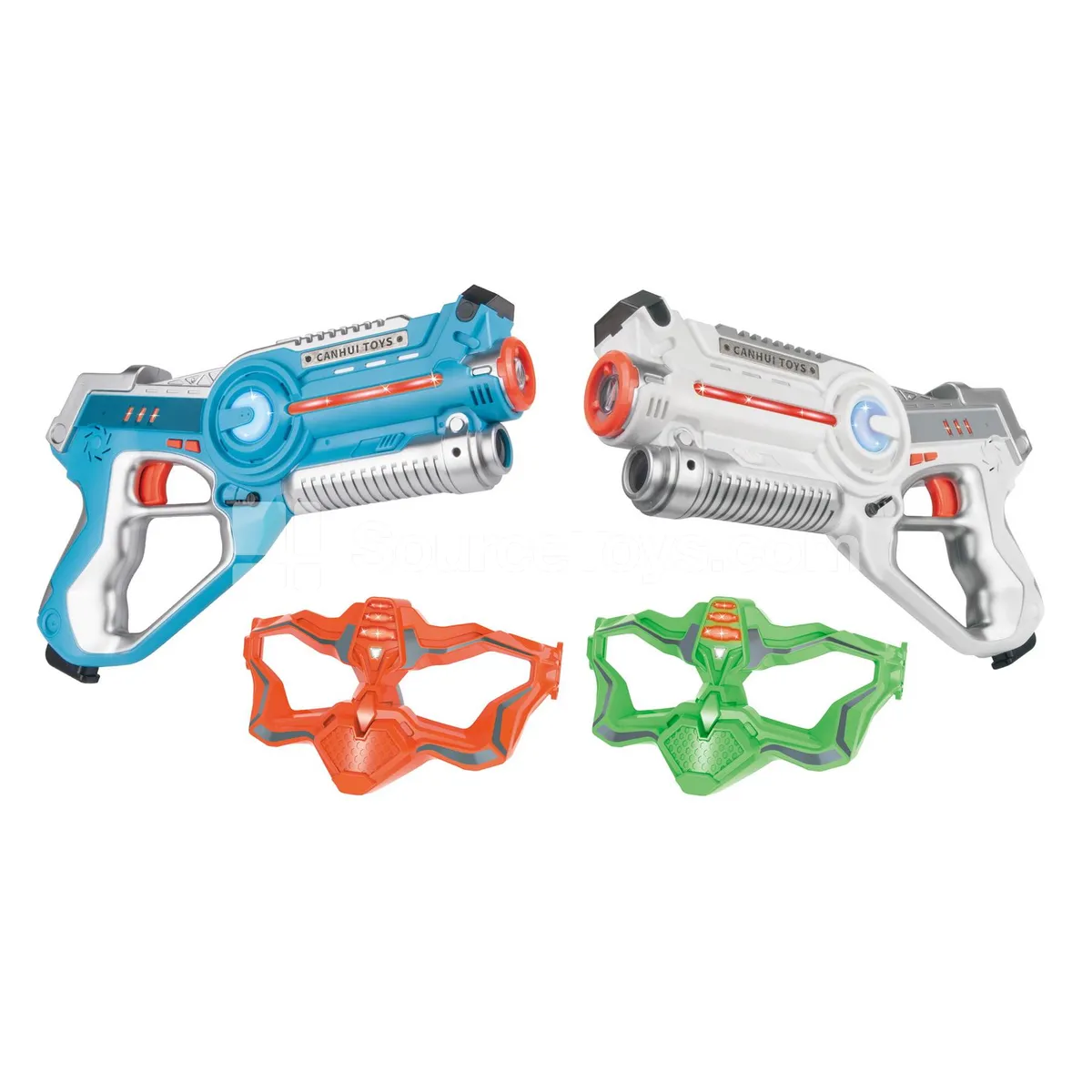 Blue & White Battle Gun Set with Double Face Shield Blue & White Battle Gun Set with Double Face Shield