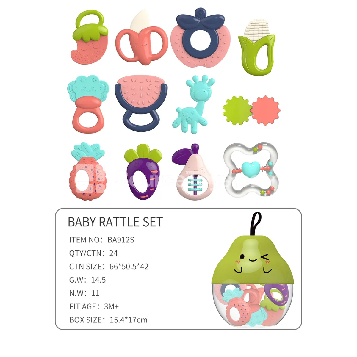 Teething Fruit & Vegetable Rattle Set (12pcs/set) Teething Fruit & Vegetable Rattle Set (12pcs/set)