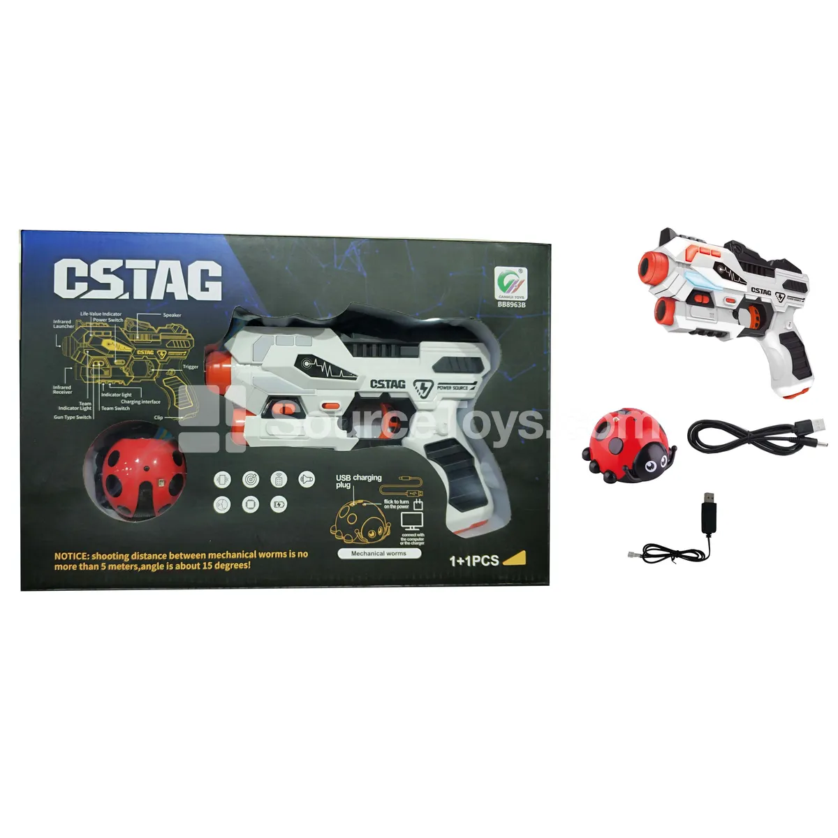 2nd Gen Rechargeable Infrared Battle Gun (Built-in Li-ion Battery) with USB Y-Cable + Beetle USB Charging Cable 2nd Gen Rechargeable Infrared Battle Gun (Built-in Li-ion Battery) with USB Y-Cable + Beetle USB Charging Cable