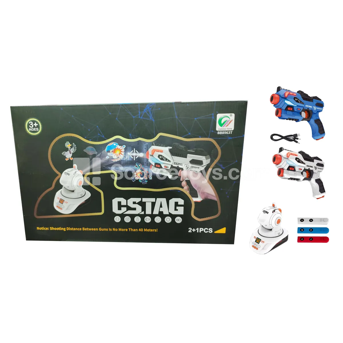 2nd Gen Rechargeable Infrared Battle Gun (Built-in Li-ion Battery) + 1-to-2 USB Cable + 1 Projector (3 Cards Included) 2nd Gen Rechargeable Infrared Battle Gun (Built-in Li-ion Battery) + 1-to-2 USB Cable + 1 Projector (3 Cards Included)