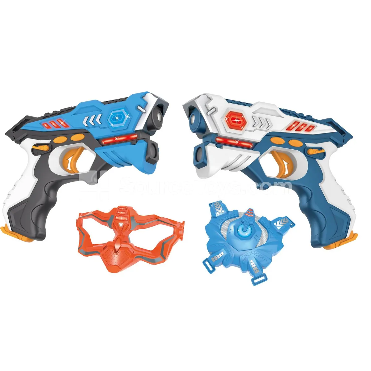 Blue Battle Gun + White Battle Gun + Mask + Vest Set