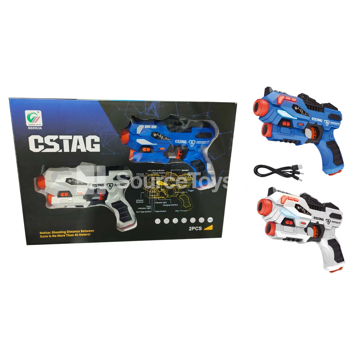 Rechargeable Infrared Battle Gun Set (2 Guns with Built-in Li-ion Battery + USB Splitter Cable) Rechargeable Infrared Battle Gun Set (2 Guns with Built-in Li-ion Battery + USB Splitter Cable)