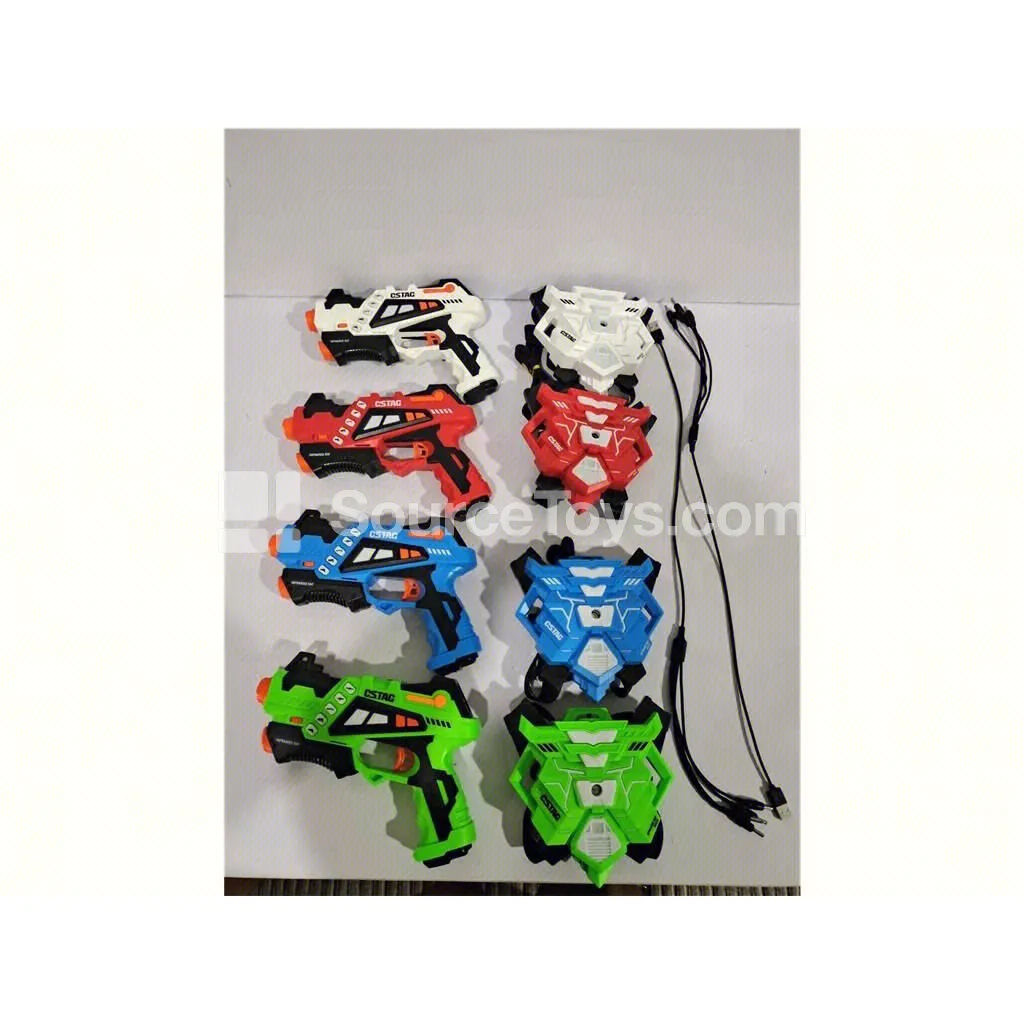 4 Battle Guns 6602 with Rechargeable Battery & 4 Third-Generation Spray Vests with Lithium Battery & 4-in-1 USB Charging Cable 4 Battle Guns 6602 with Rechargeable Battery & 4 Third-Generation Spray Vests with Lithium Battery & 4-in-1 USB Charging Cable