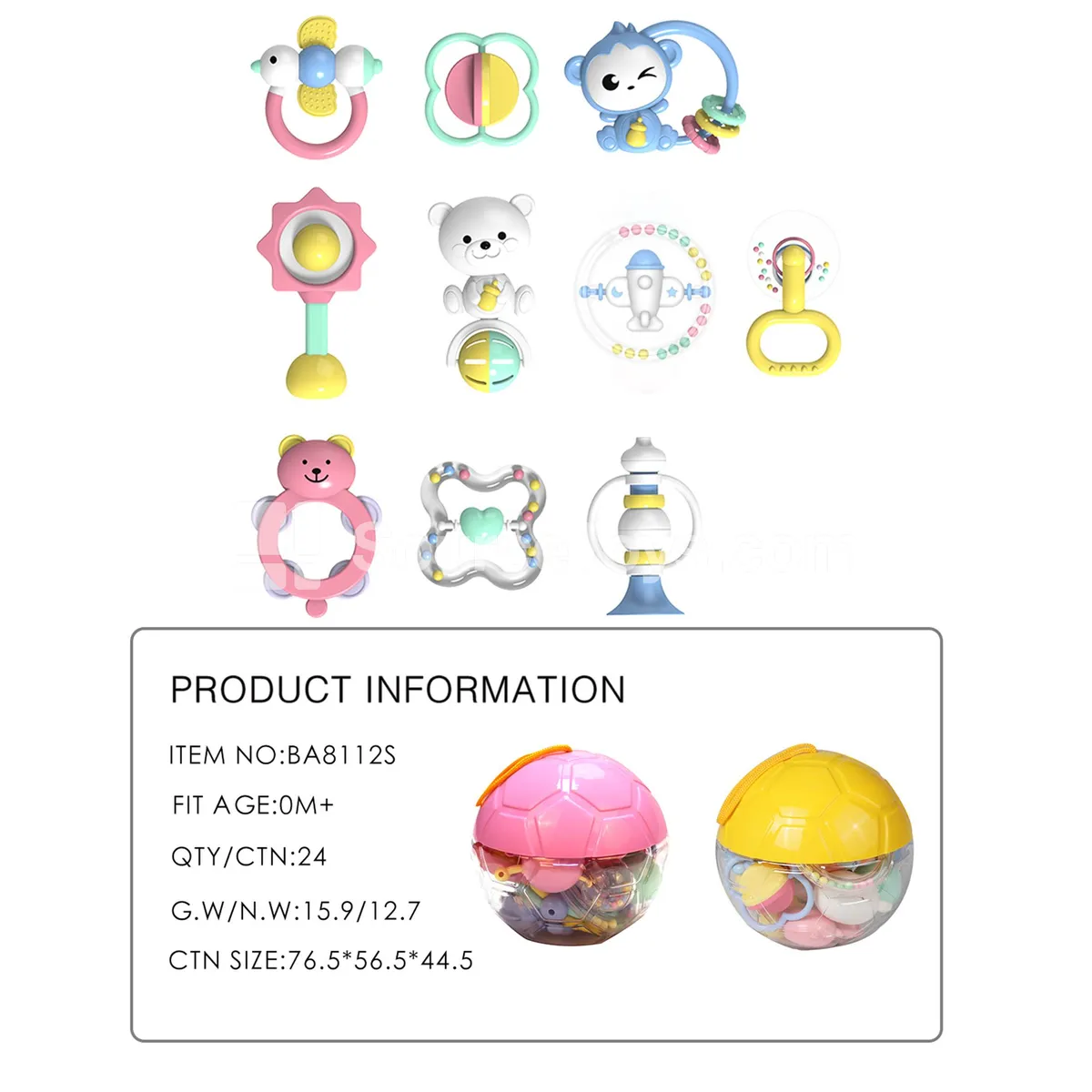 Baby Rattle Ball Set in Canister (10pcs)