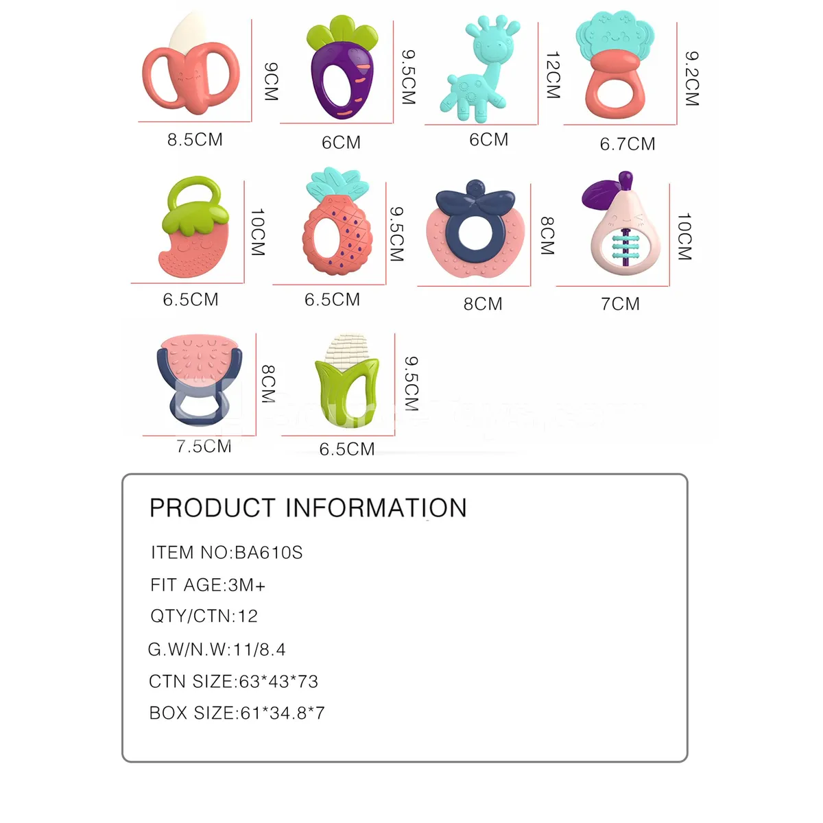 Teether Fruit & Veggie Rattle Set (10pcs)