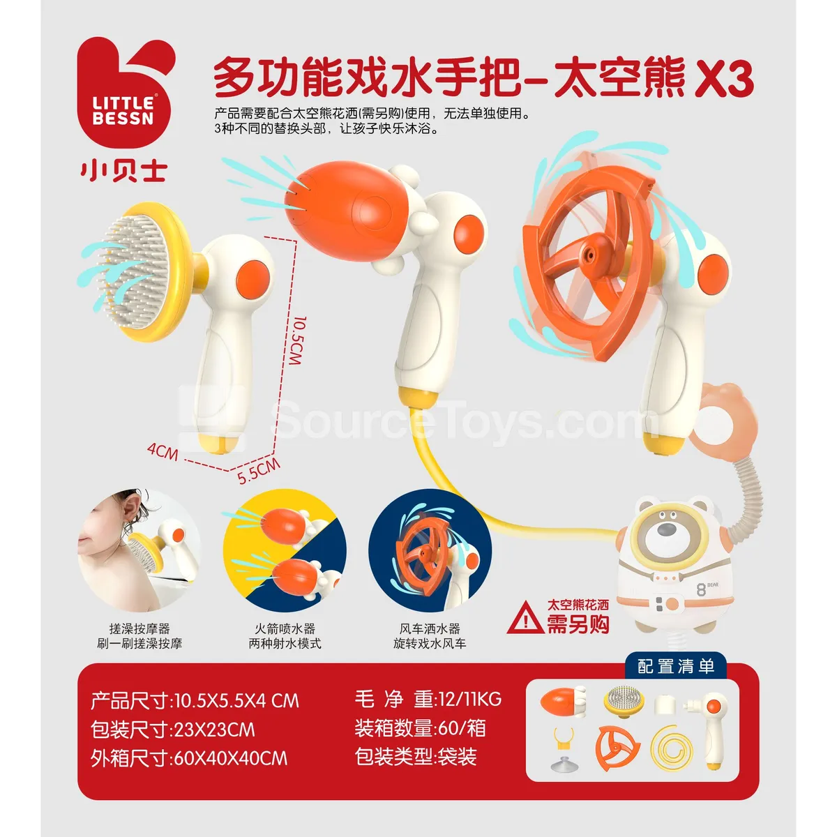 Space Bear Shower Accessory Set (3 Pcs)